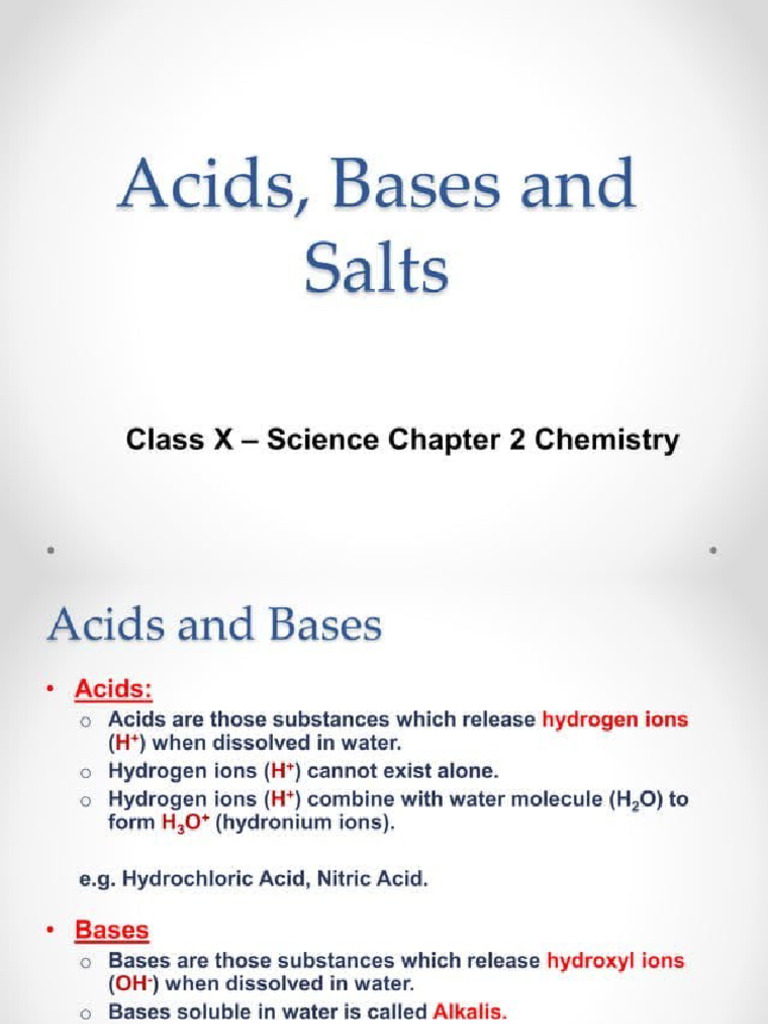 Chapter 2 Acids, Bases and Salts | PDF