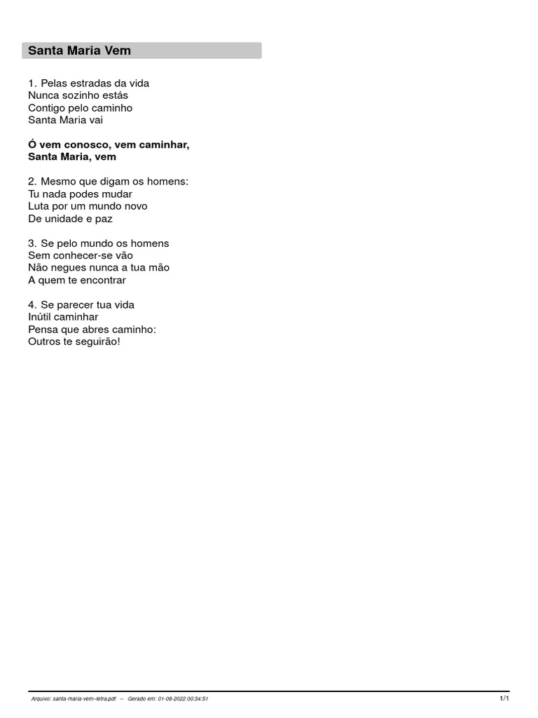 Santa Maria Vem Letra | PDF