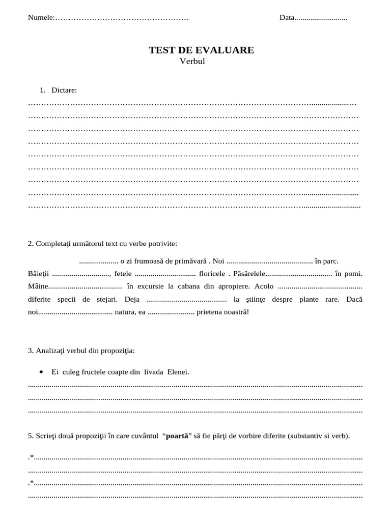 0test Verbul | PDF