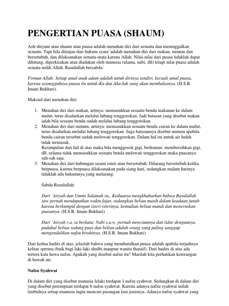 Pengertian Puasa