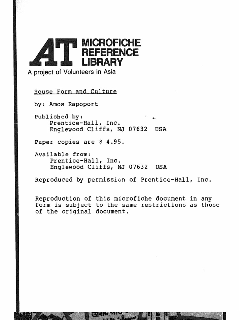 RAPOPORT A 1969 HOUSE FORM AND CULTURE PRENTICE HALL PDF intelligence overview