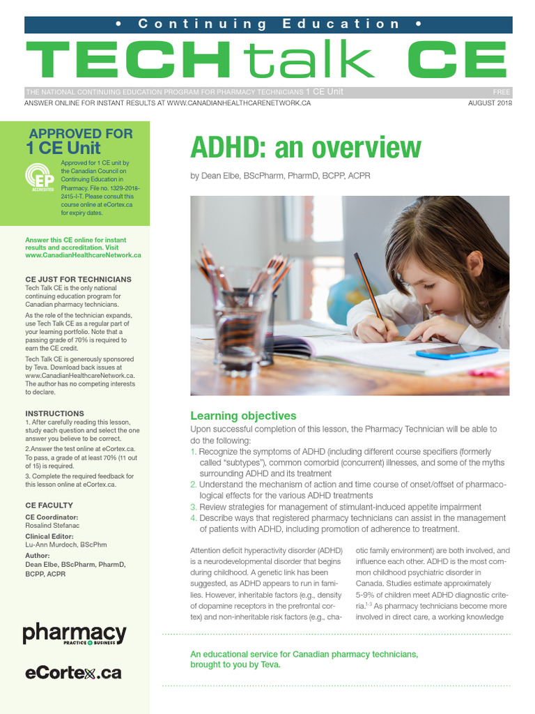 ADHD Insights for Pharmacy Technicians | PDF | Attention Deficit ...