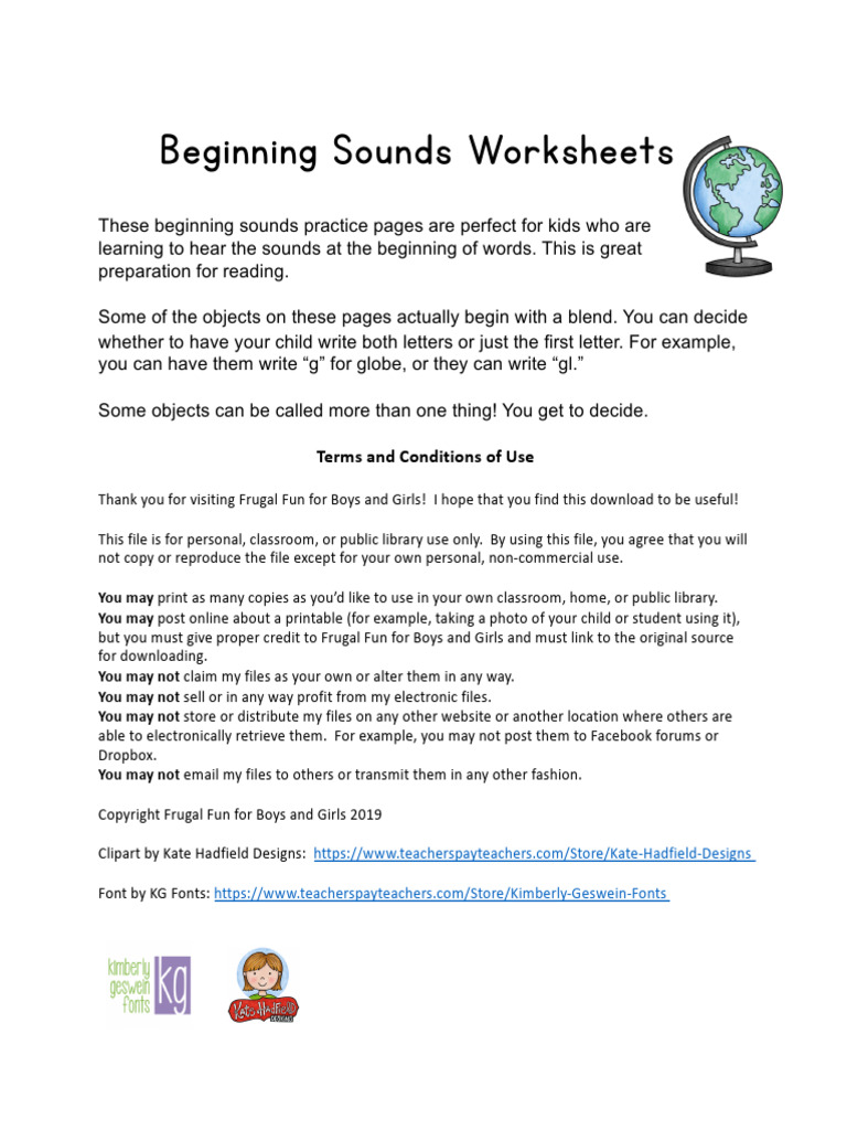 Beginning Sounds Practice Pages | PDF