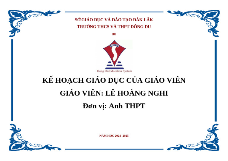 bìa kế hoạch giáo dục của gv | PDF