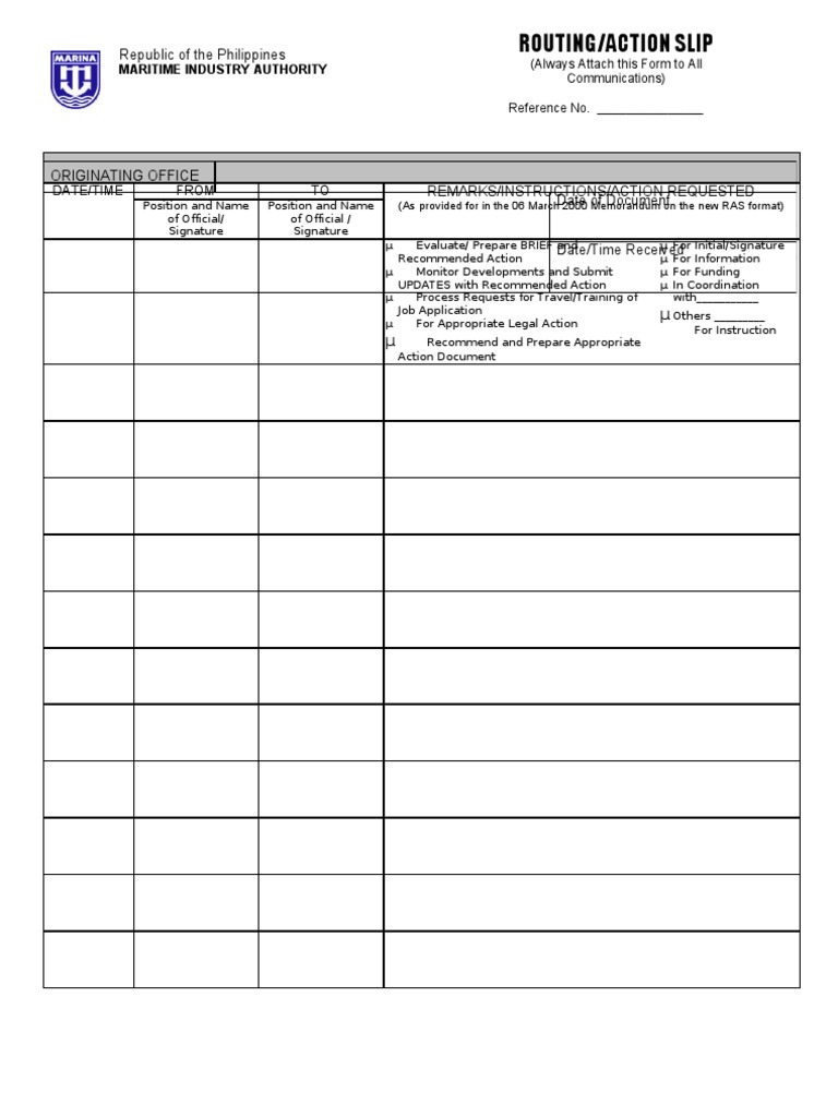 Maritime Industry Action Slip Template | PDF