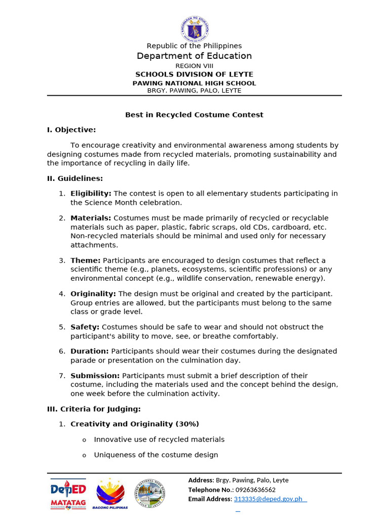 Recycled Costume Guidelines and Criteria | PDF