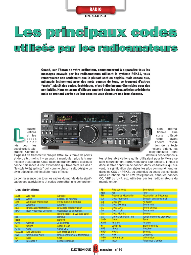 Les Principaux Codes Utilisés Par Les Radioamateurs | PDF