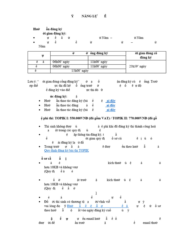 Thông Báo Đăng Ký Thi Topik K 97 | PDF