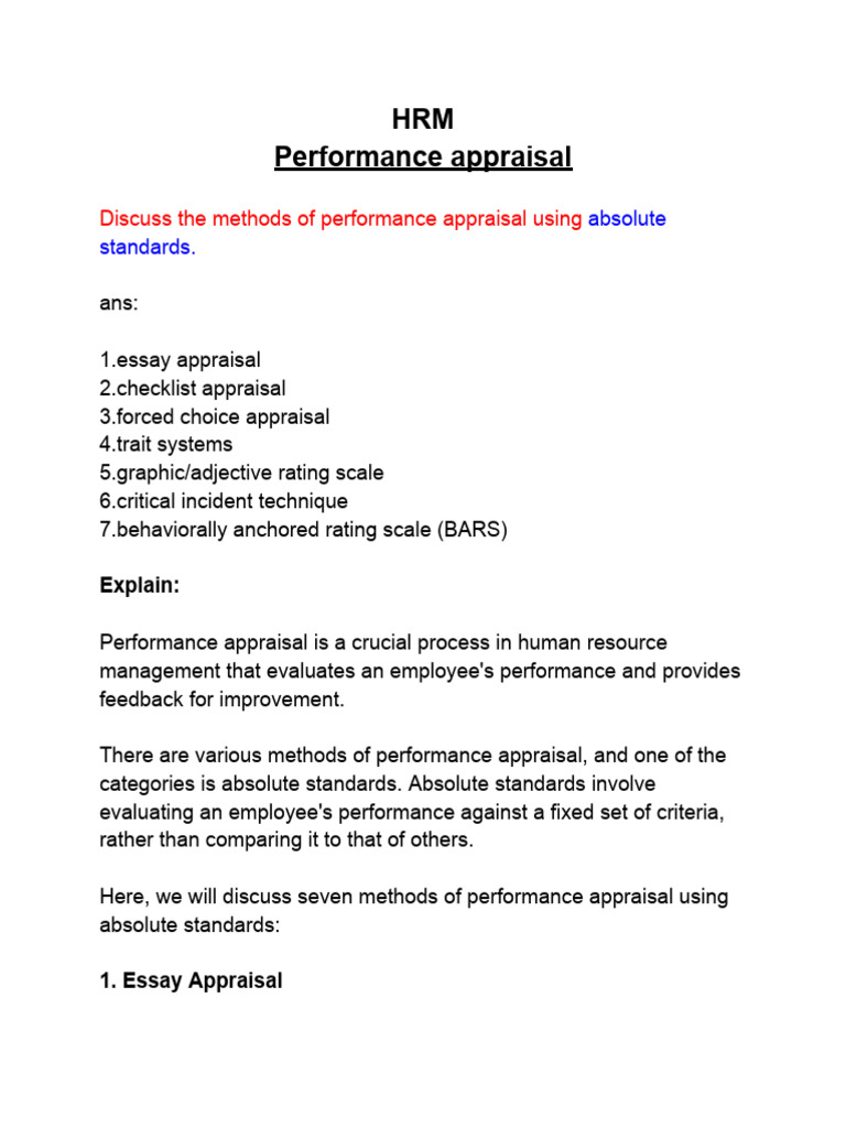 Performance Appraisal | PDF