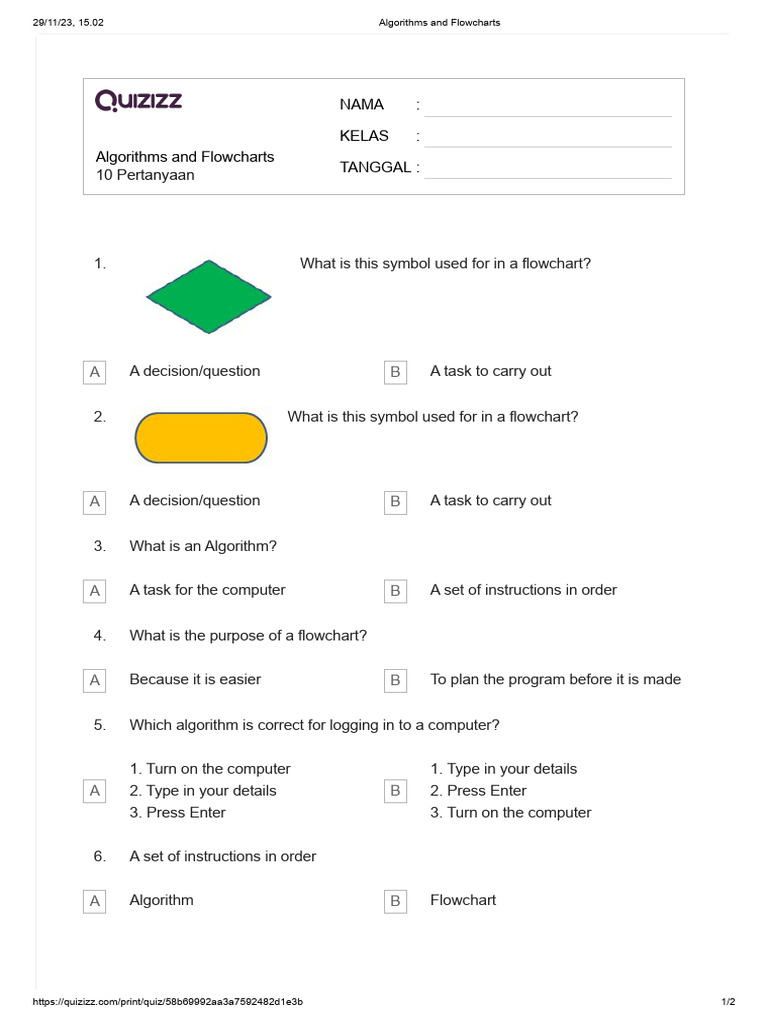 Algorithms and Flowcharts | PDF