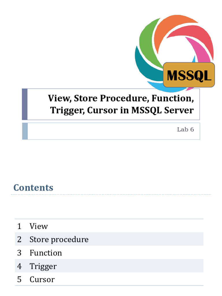 Store Procedure, Function, Trigger, Cursor in MSSQL Server | PDF