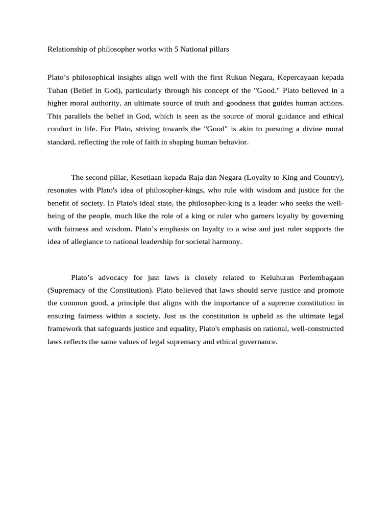 Relationship of Philosopher Works With 5 National Pillars | PDF