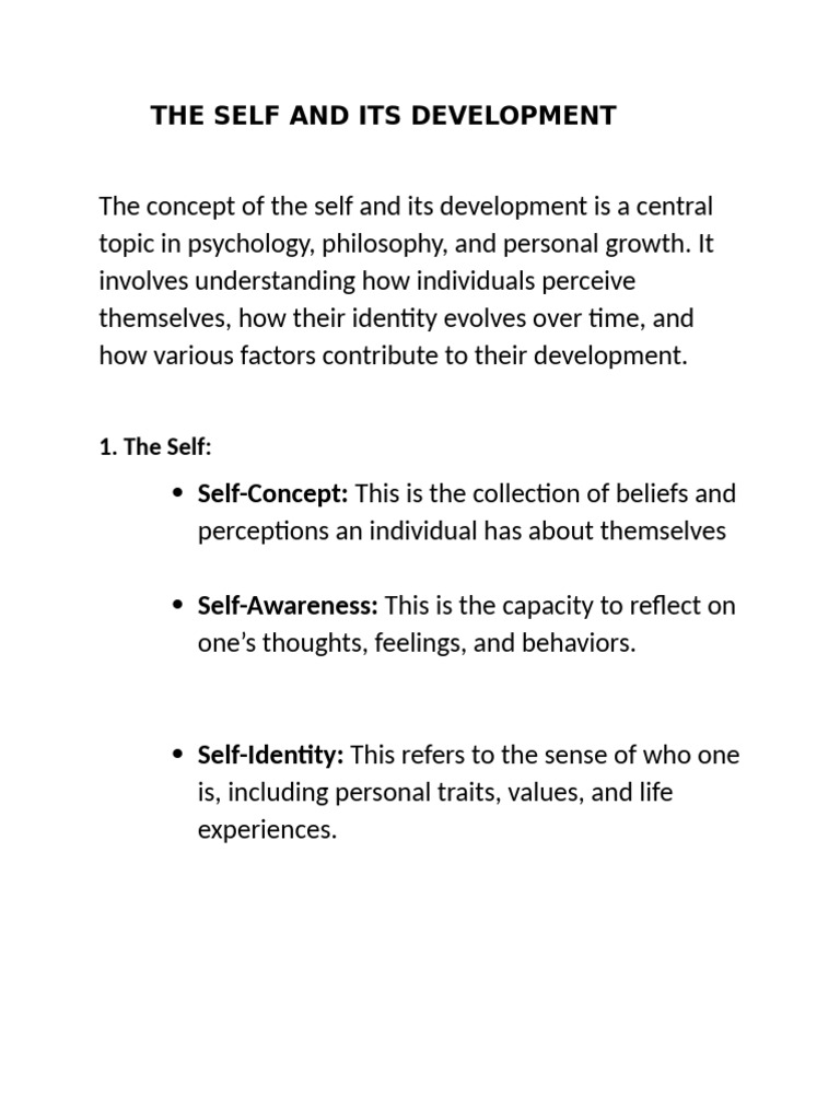Understanding Self-Development in Psychology | PDF | Self Concept ...