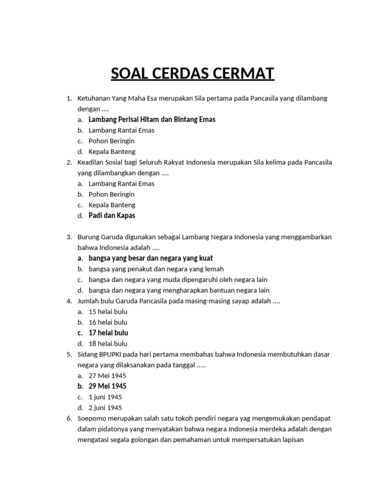 Soal Cerdas Cermat | PDF