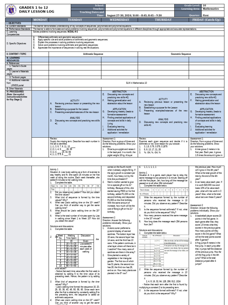 Week 5 Math DLL Q1 | PDF