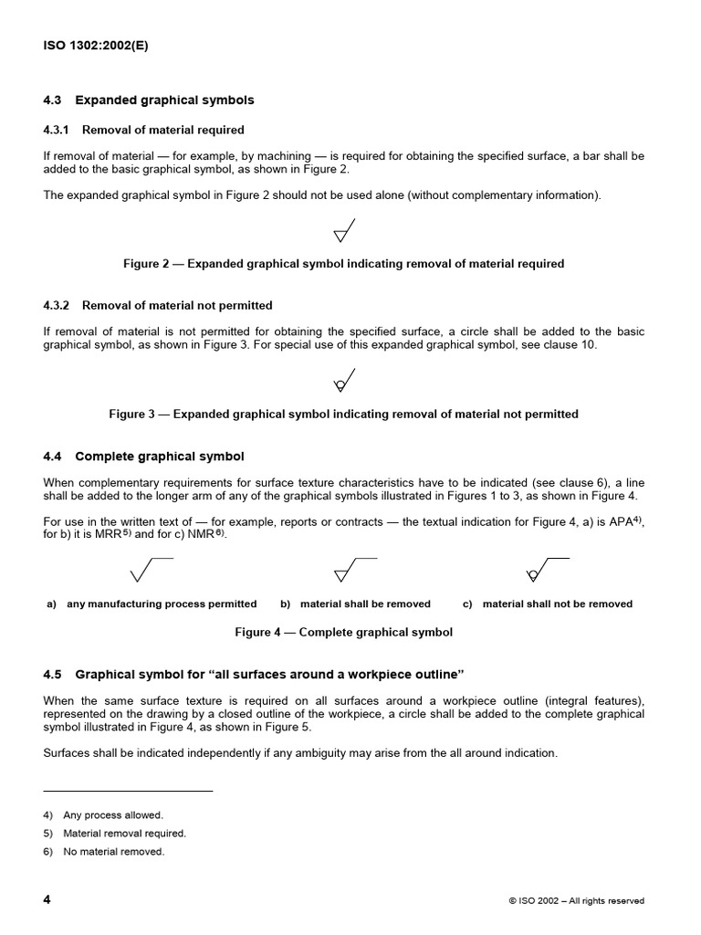 ISO 1302:2002 (E) : A) Any Manufacturing Process Permitted B) Material ...