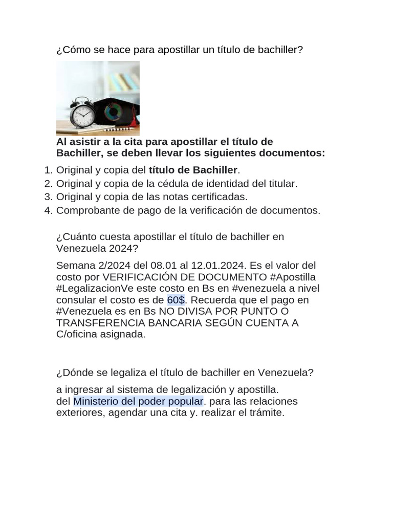Apostillar Título de Bachiller en Venezuela | PDF | Finanzas y dinero ...