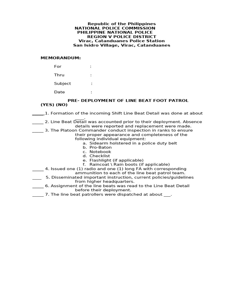 sample-format-of-beat-inspection-report-pre-during-post | PDF
