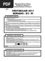 UFRR-2011Prova Vestibular Integral e Seriado E3