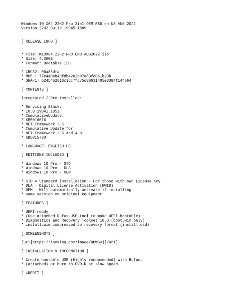 Windows 10 X64 22H2 Pro 3in1 OEM ESD en-US AUG 2022 (Gen2) | PDF
