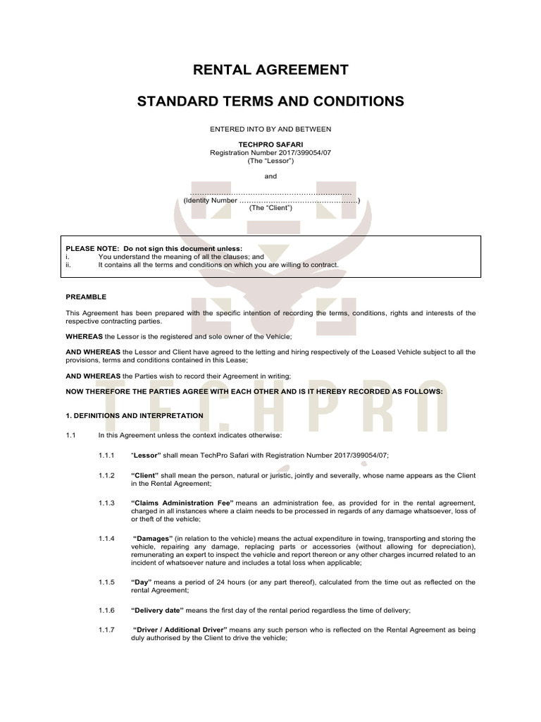 Self-Drive-Rental-Agreement | PDF