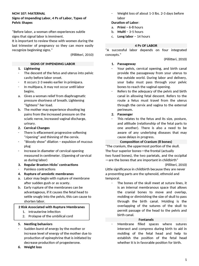 signs-of-impending-labor-4-ps-of-labor-types-of-pelvis-shapes-pdf
