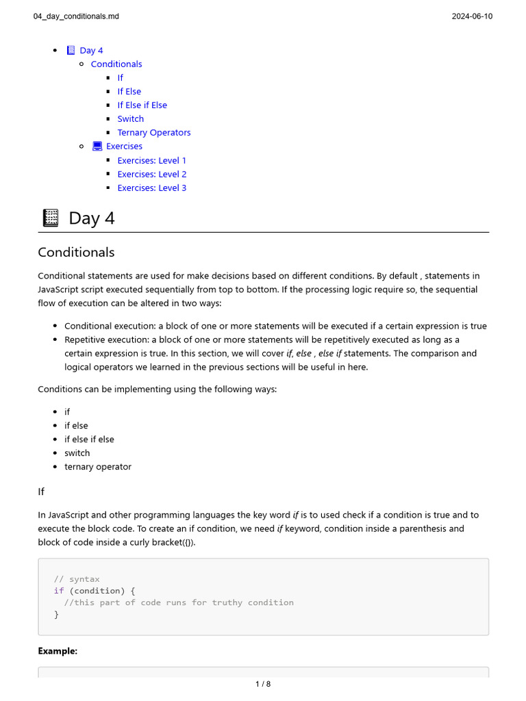 04 Day Conditionals | PDF