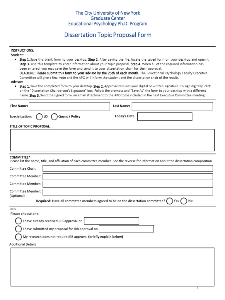 EdPsych Topic Proposal Fillable Form FINALDRAFT | PDF
