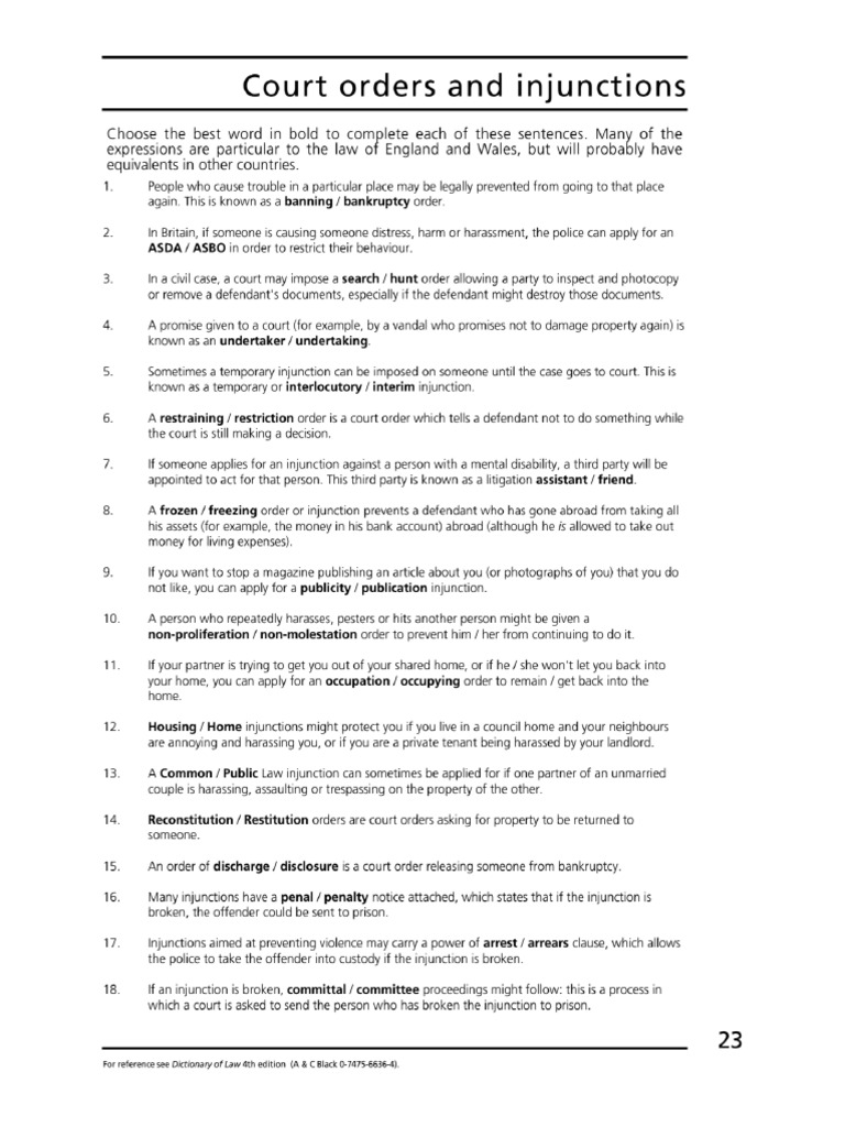 Vocab Handout - Court System | PDF