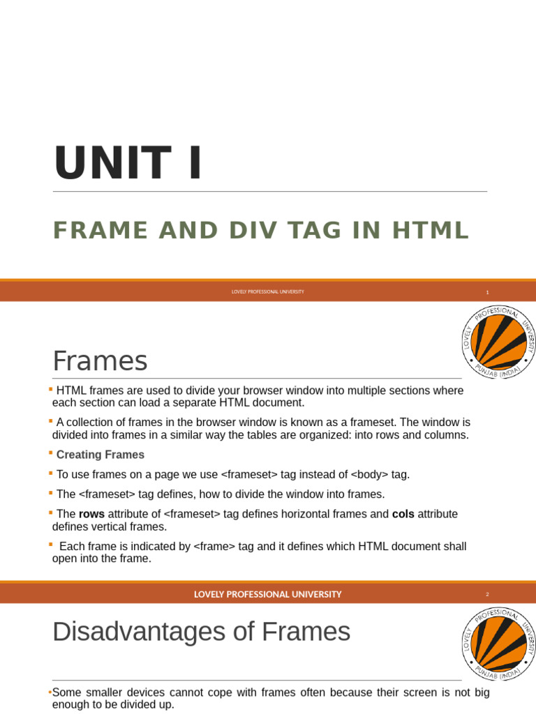 Cap 756 Unit I Frame1 | PDF