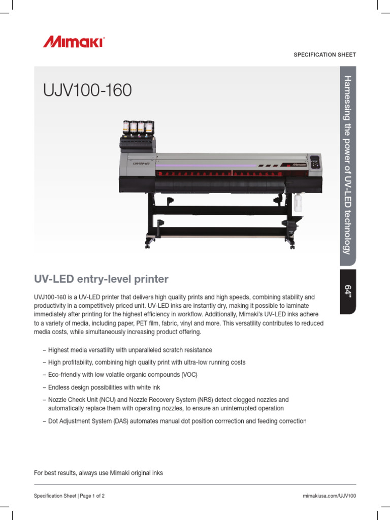 Mimaki ujv100 160 series ds print pdf