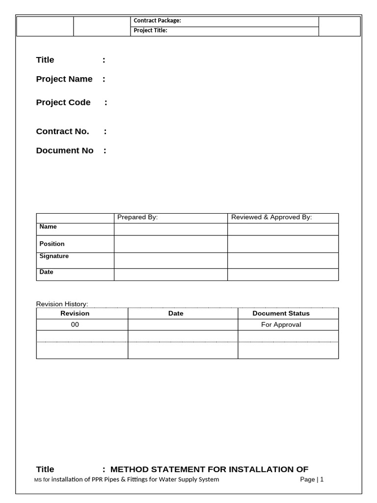 PPR Pipe Installation Method Statement | PDF | Valve | Technology ...