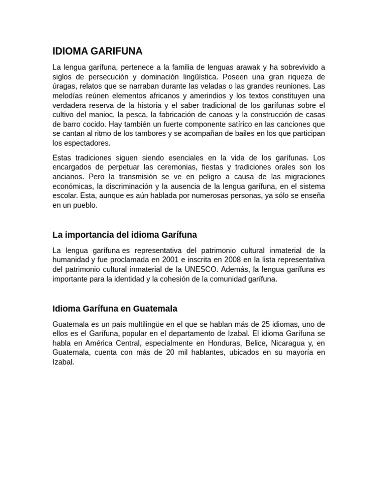 Idioma Garifuna | PDF