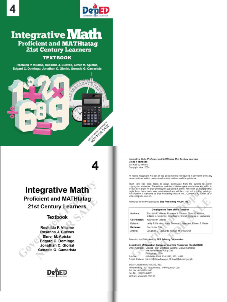 Q1 - MATHtatag 4 E Textbook | PDF