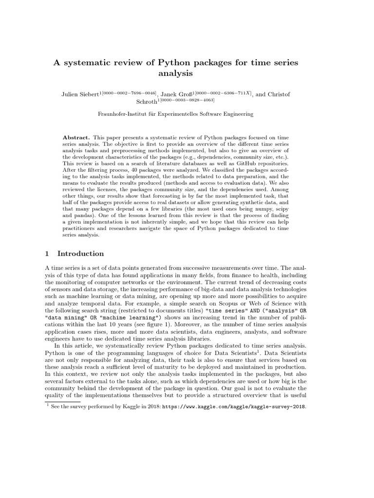 A Systematic Review of Python Packages For Time Series Analysis | PDF
