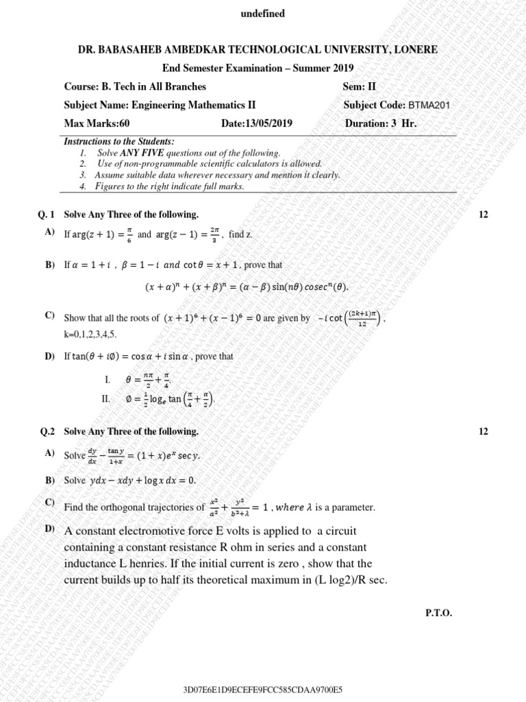 Engineering Mathematics - II | PDF