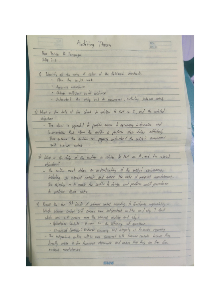 Pangcoga Auditng Theory Chapter 2 (1-10) | PDF
