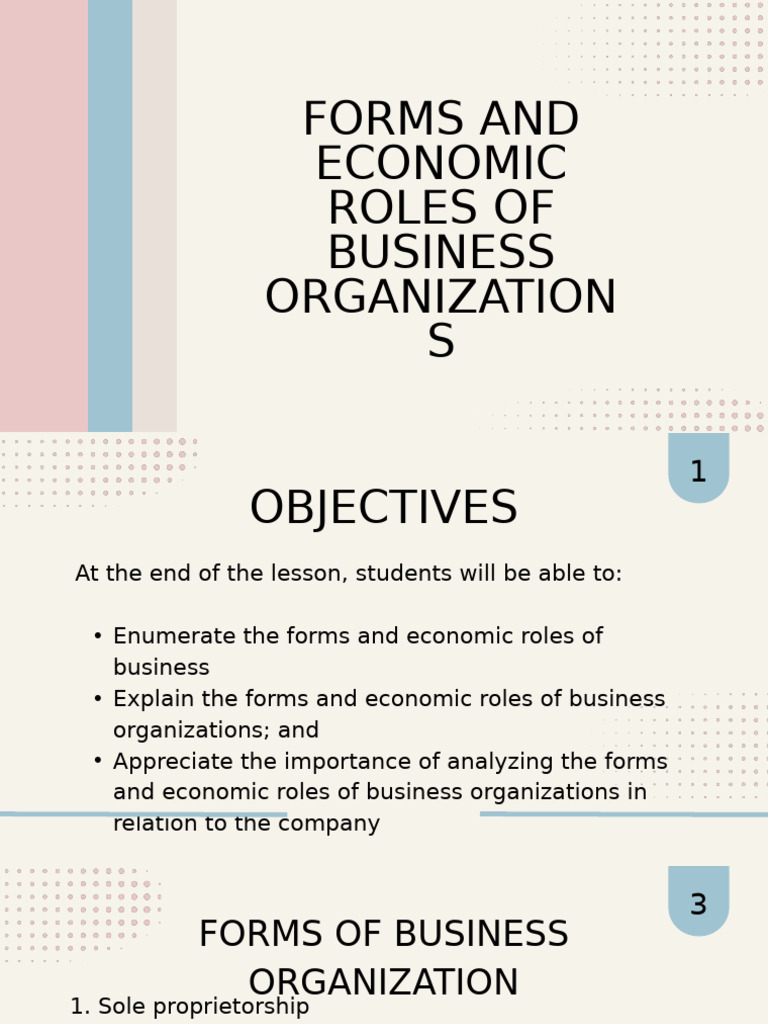 Forms and Roles of Business Organization | PDF