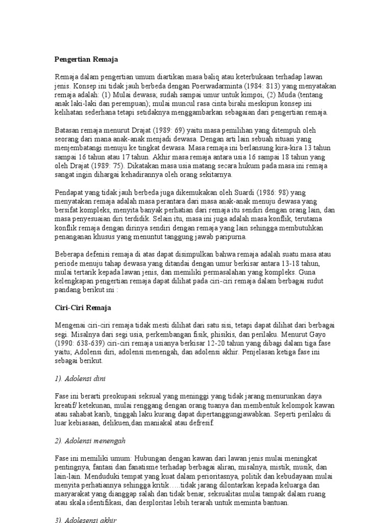 Pengertian Remaja Pdf