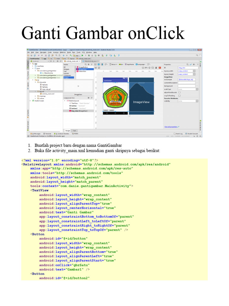 25 membuat aplikasi ganti gambar onclick pdf