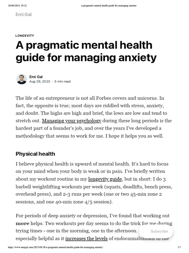 A Pragmatic Mental Health Guide For Managing Anxiety | PDF ...