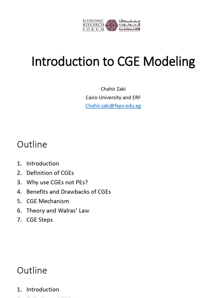 Introduction To Computable General Equilibrium Cge Modelling1 | PDF