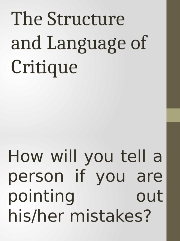 Structure and Language of Critique | PDF