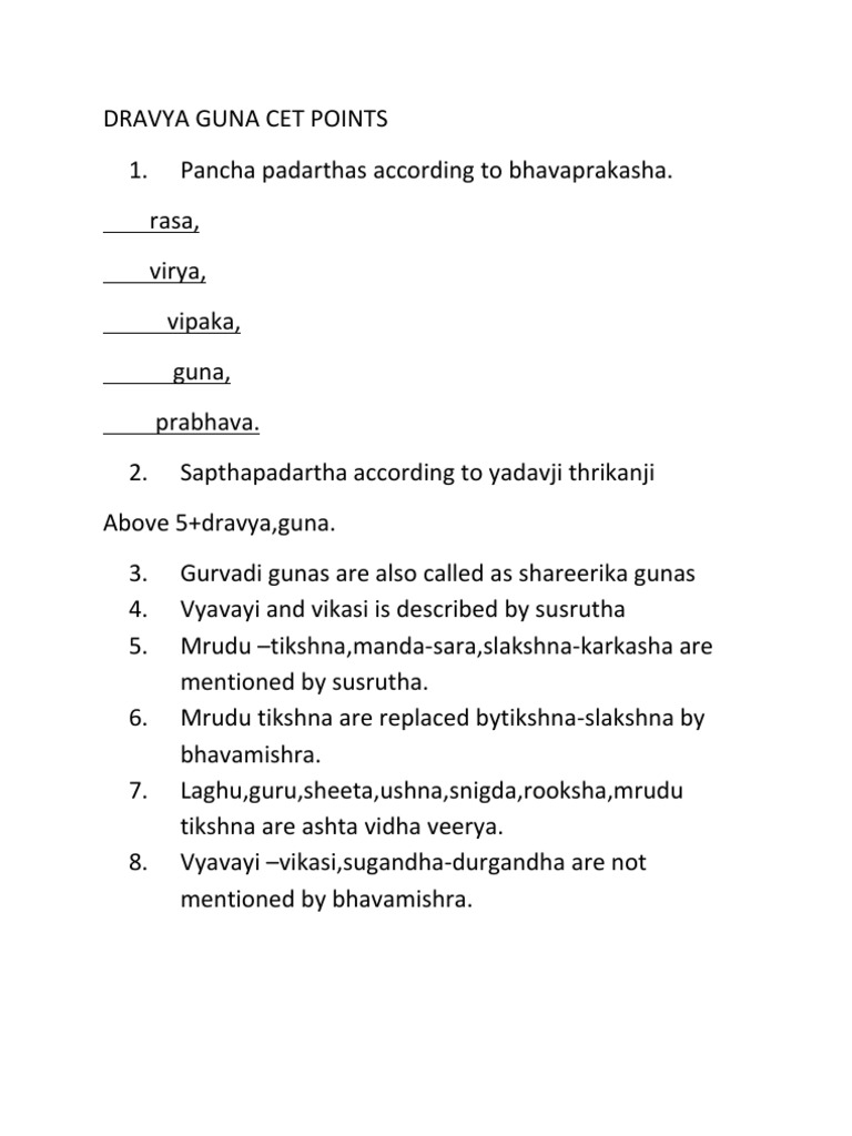 Dravya Guna Classification Overview | PDF