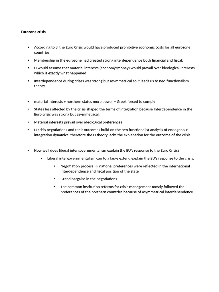 Eurozone intelligence overview