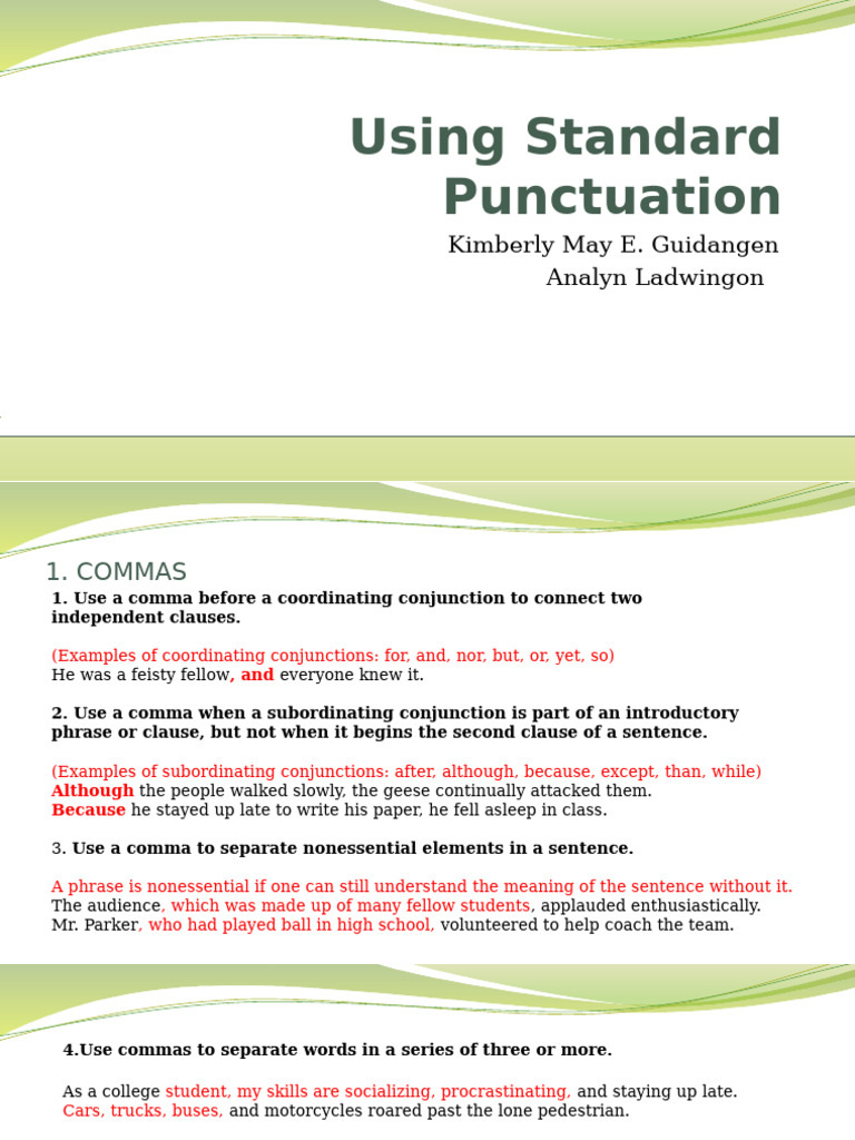 Using Standard Punctuation | PDF | Comma | Bracket