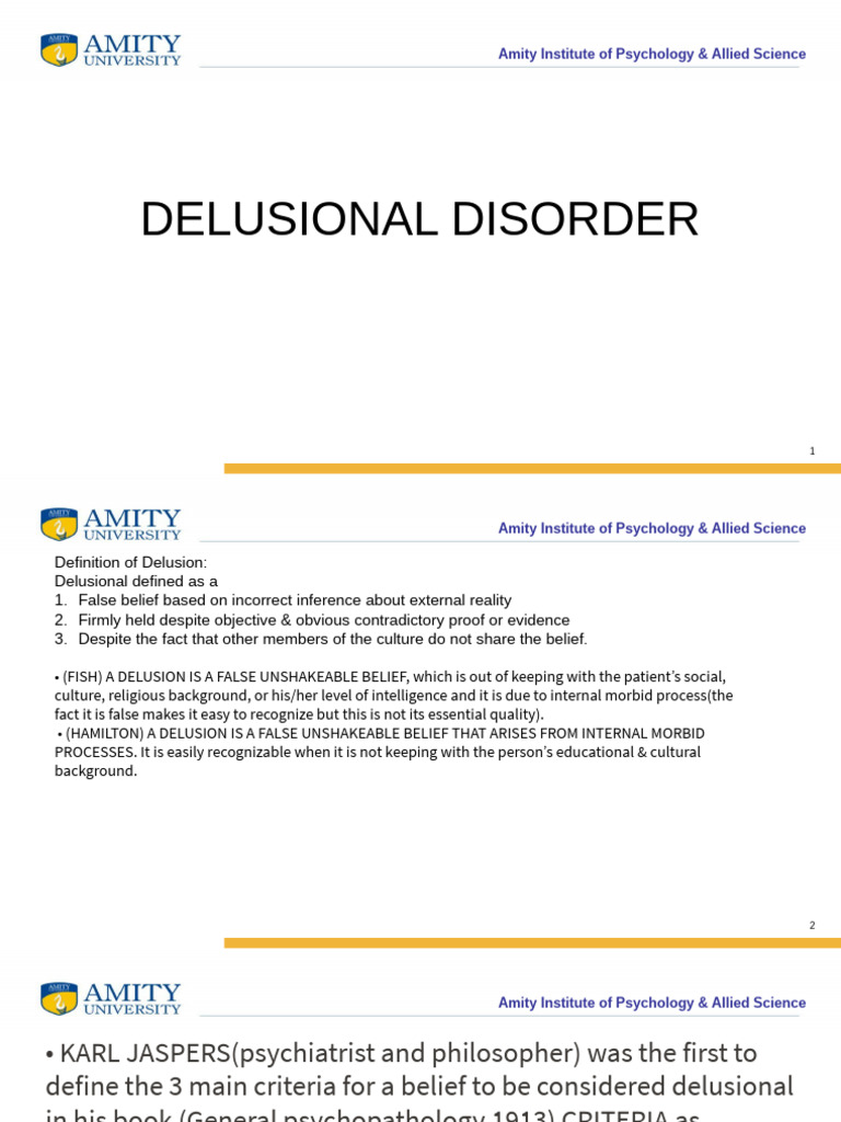 Delusional Disorder | PDF | Delusion | Self-Improvement