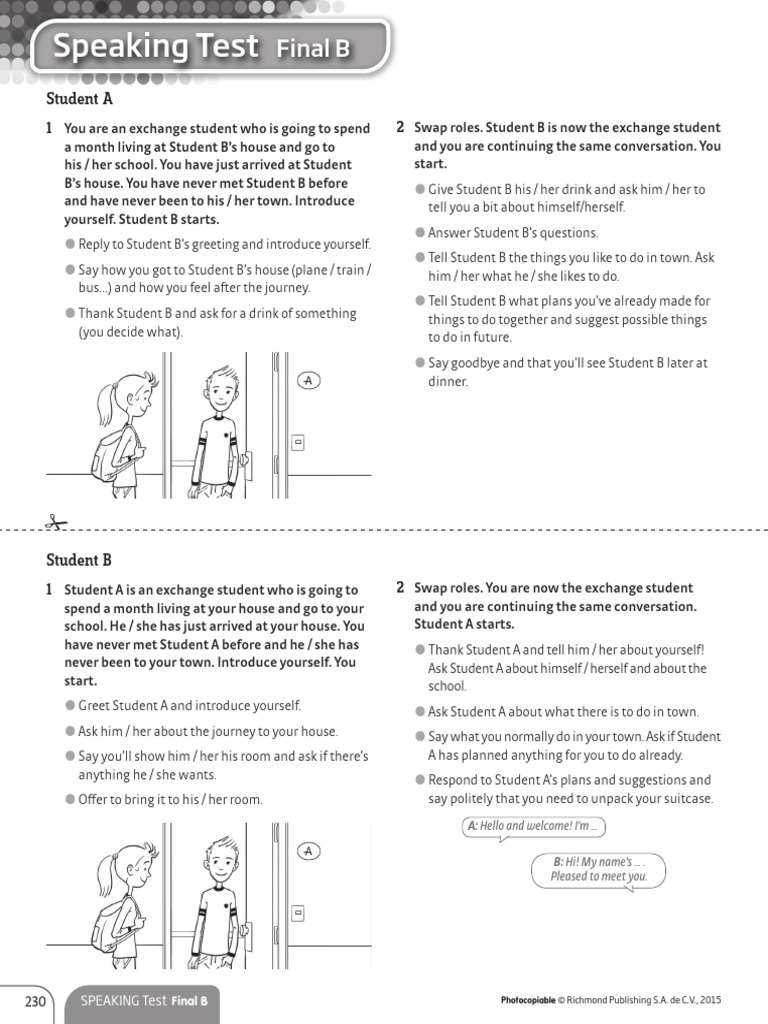 Achievers A2 Final Test B Speaking Pdf