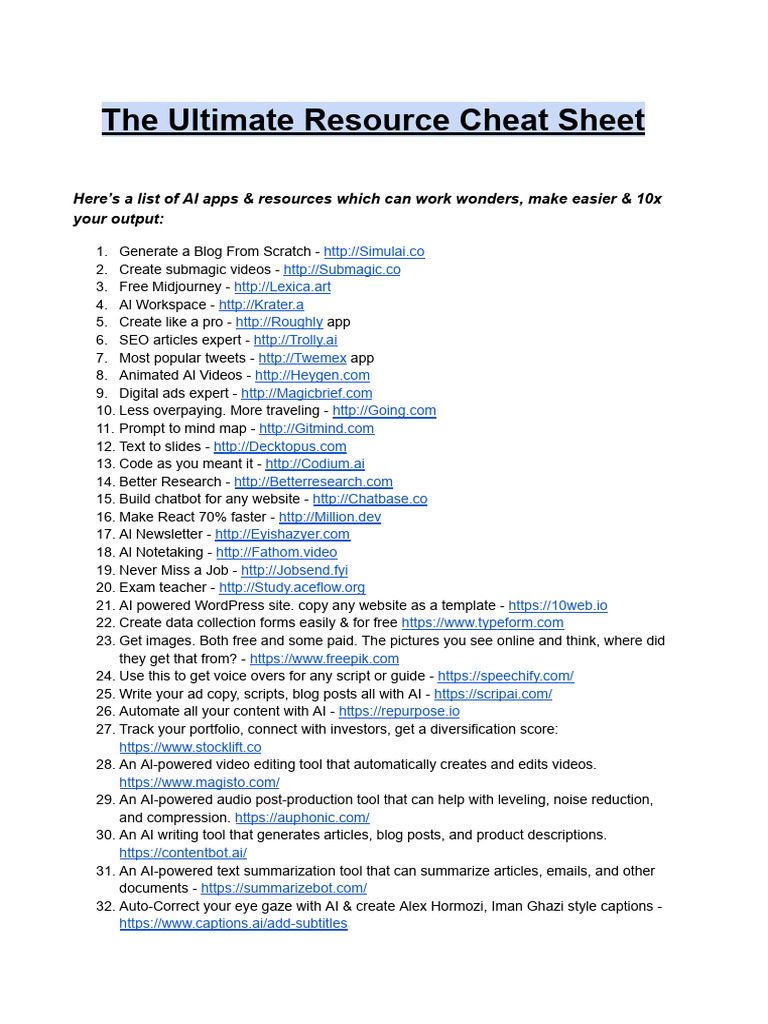 Essential AI Tools and Resources Guide | PDF | Computers | Technology ...