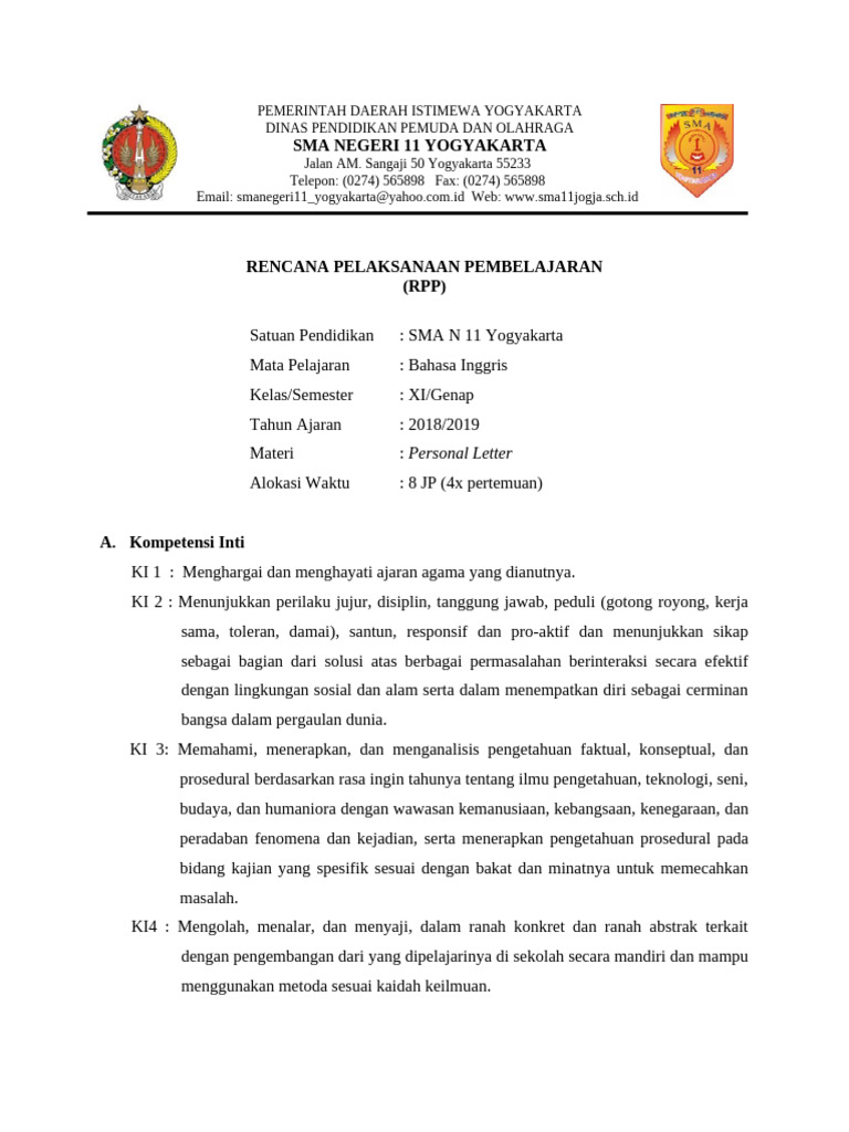 RPP Personal Letter | PDF